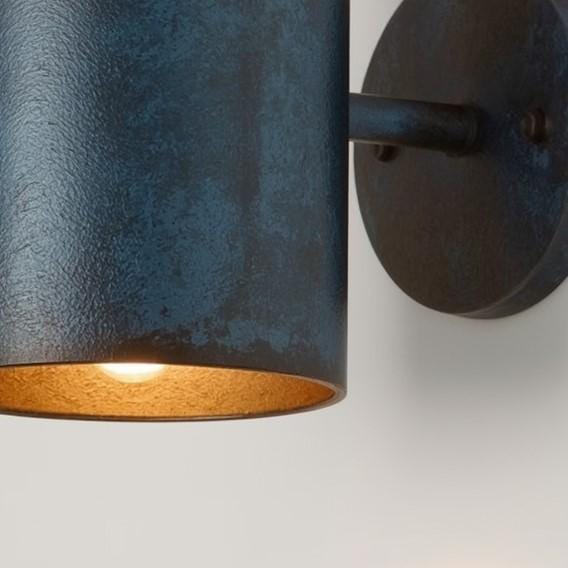 Handmade Copper Wall Sconce: Dark Blue Patina, Industrial Accent Light - Mettlemix