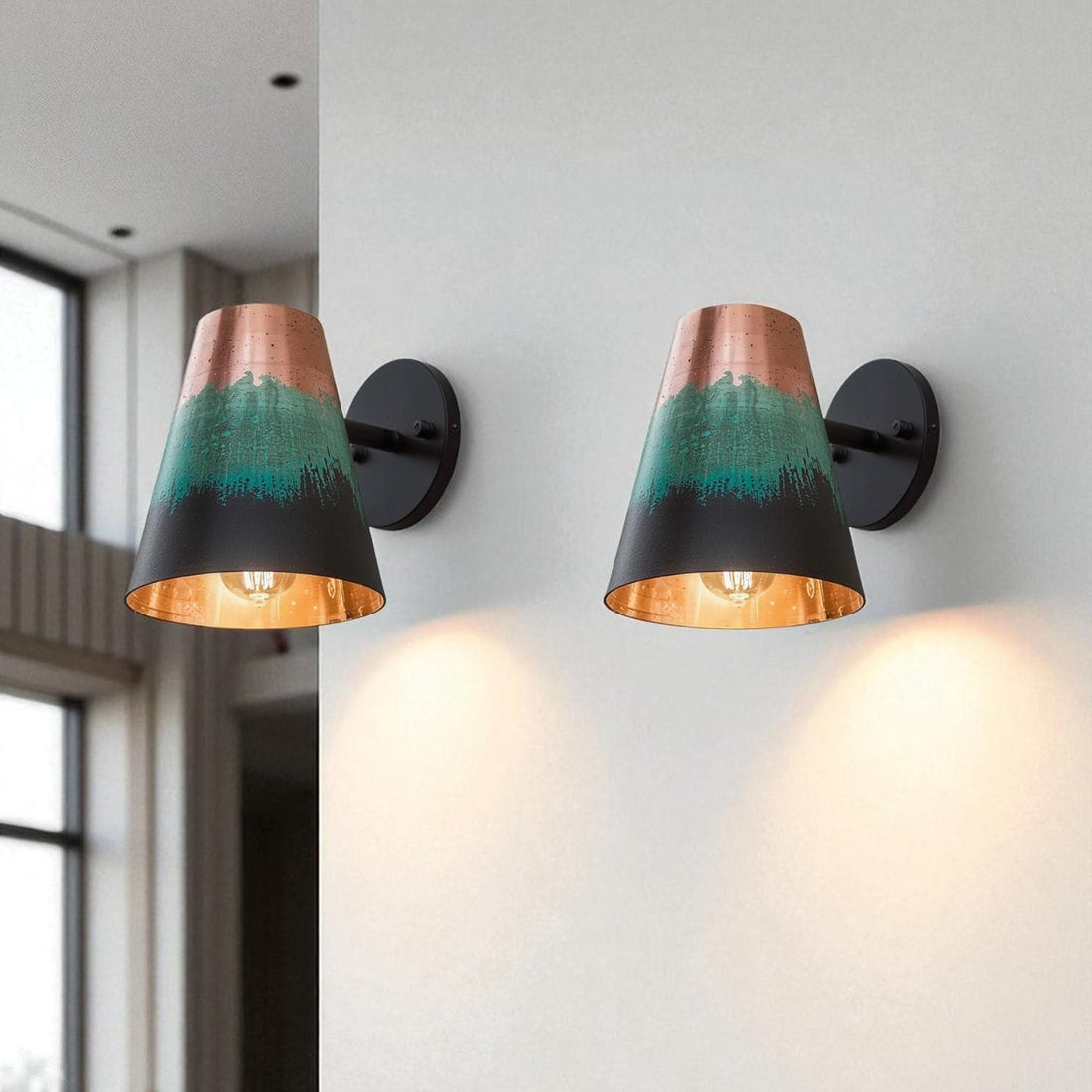 Handmade Copper Wall Sconce Patina Finish - Rustic Modern Artisan Light - Mettlemix