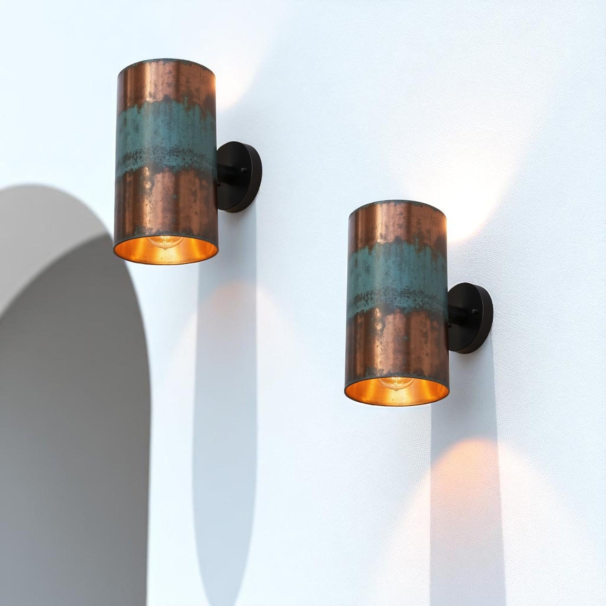 Handmade Copper Wall Sconce: Vintage Patina Cone Light - Mettlemix