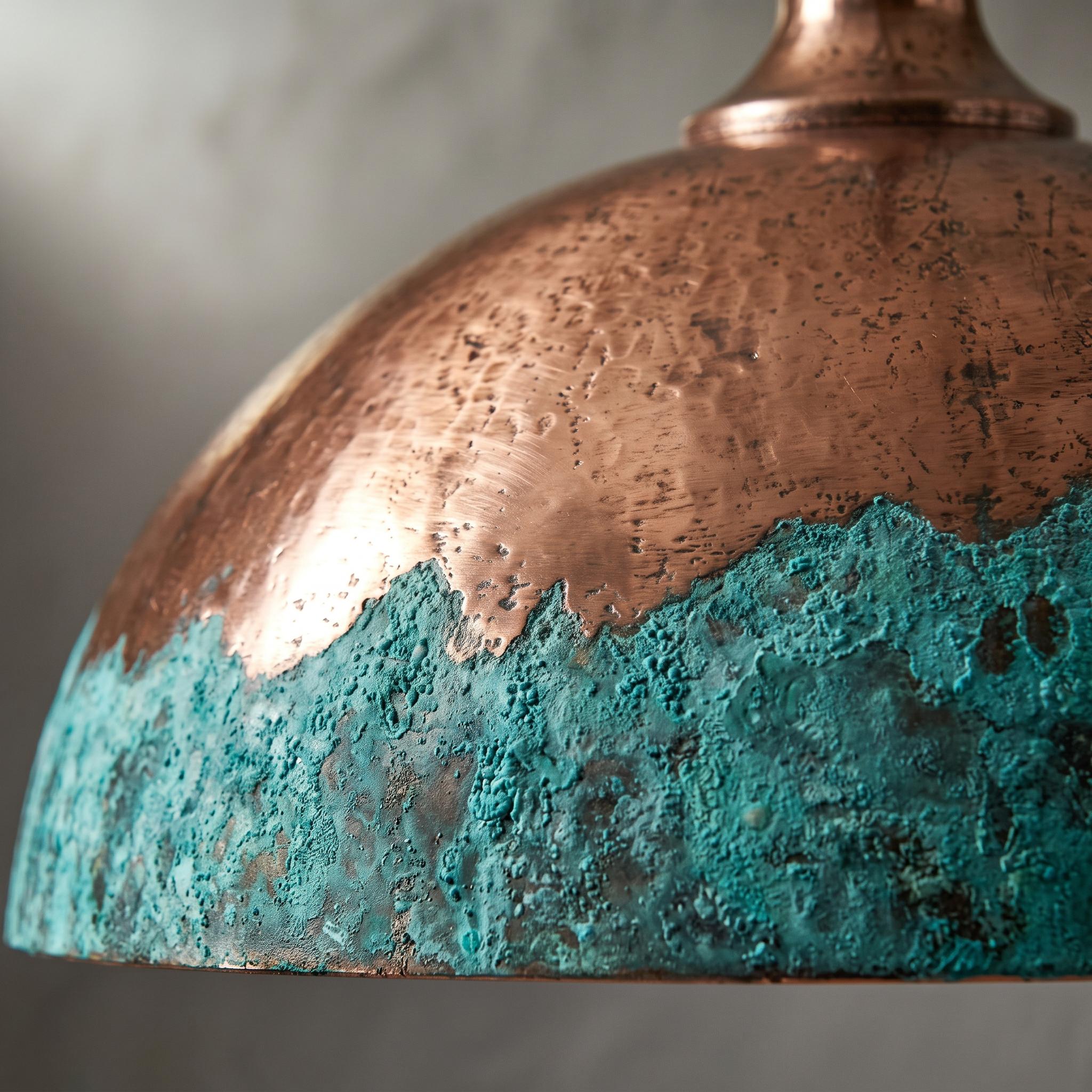Handmade Green Patina Copper Pendant Light: Moroccan Boho Decor - Mettlemix