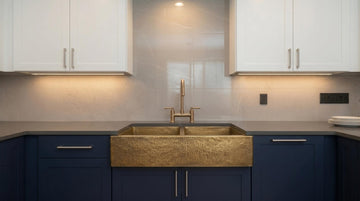 Handmade Hammered Brass Farmhouse Sink - Double Bowl Kitchen Apron Front Sink - Antique Brass Kitchen Fixture - Luxury Custom Brass Basin - Mettlemix