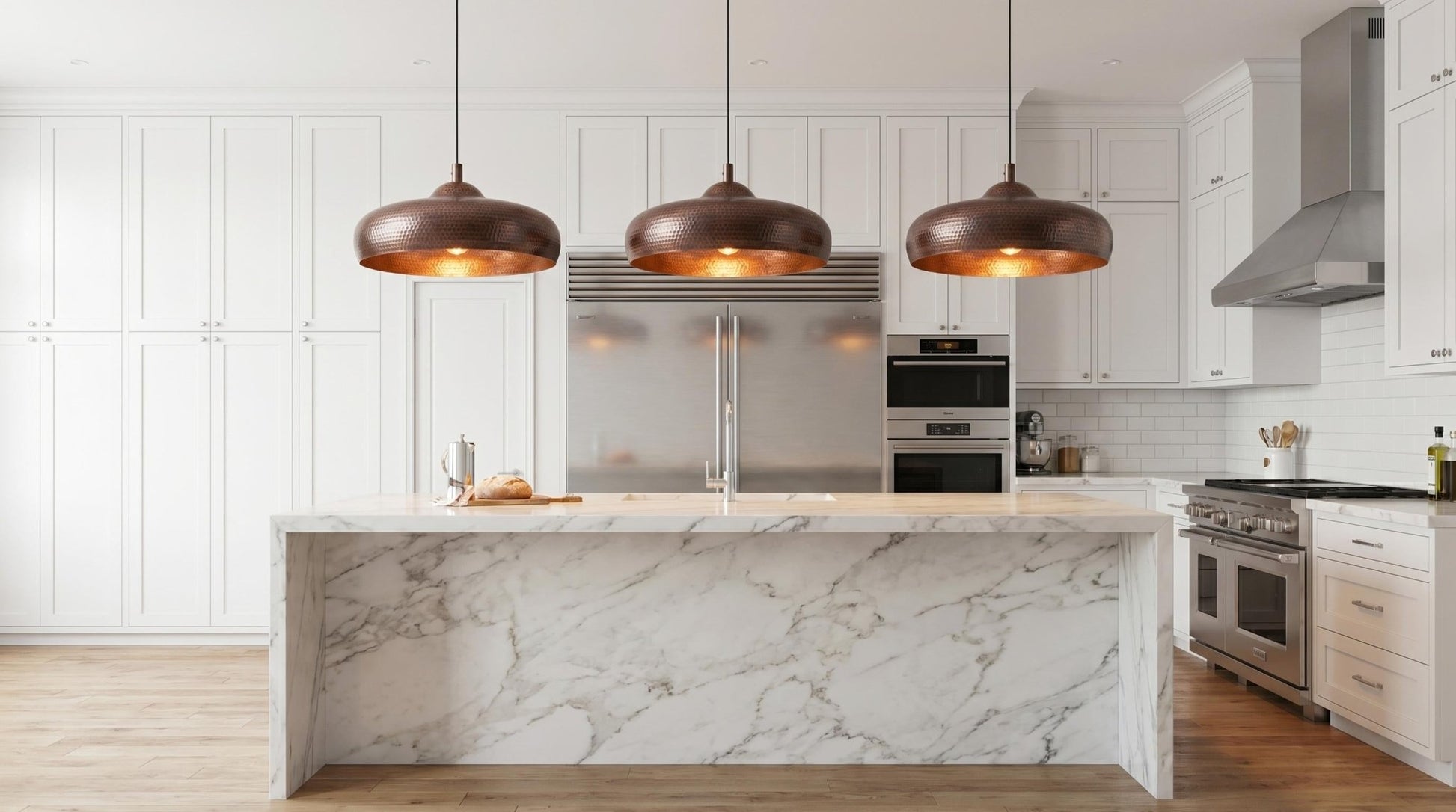 Handmade Hammered Copper Dome Pendant Light | Antique Dark Oxidized Exterior | Rustic Kitchen Island Lamp | Industrial Chandelier - Mettlemix