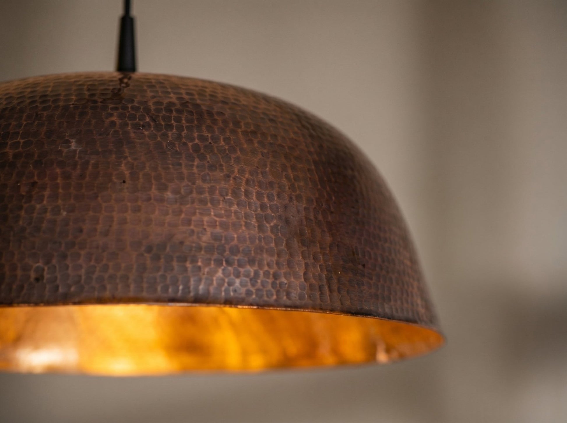 Handmade Hammered Copper Dome Pendant Light - Rustic Industrial Lamp - Mettlemix