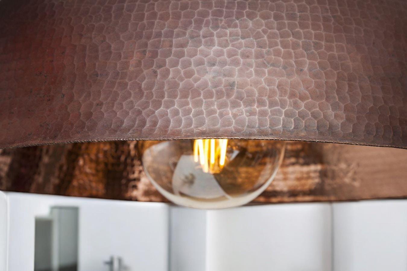 Handmade Hammered Copper Dome Pendant Light - Rustic Industrial Lamp - Mettlemix