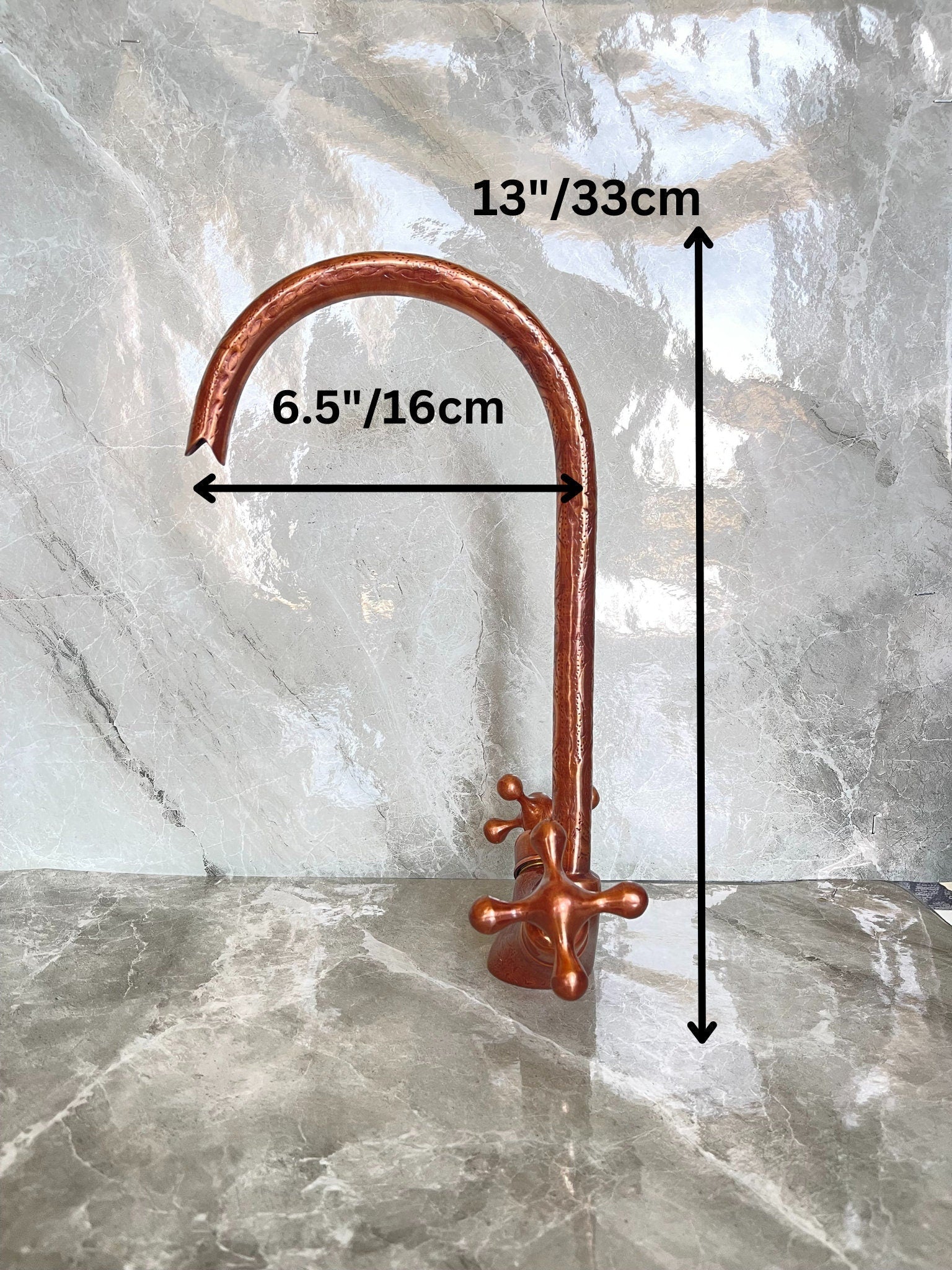 Handmade Hammered Copper Gooseneck Faucet - Single Hole Vanity Tap - Mettlemix