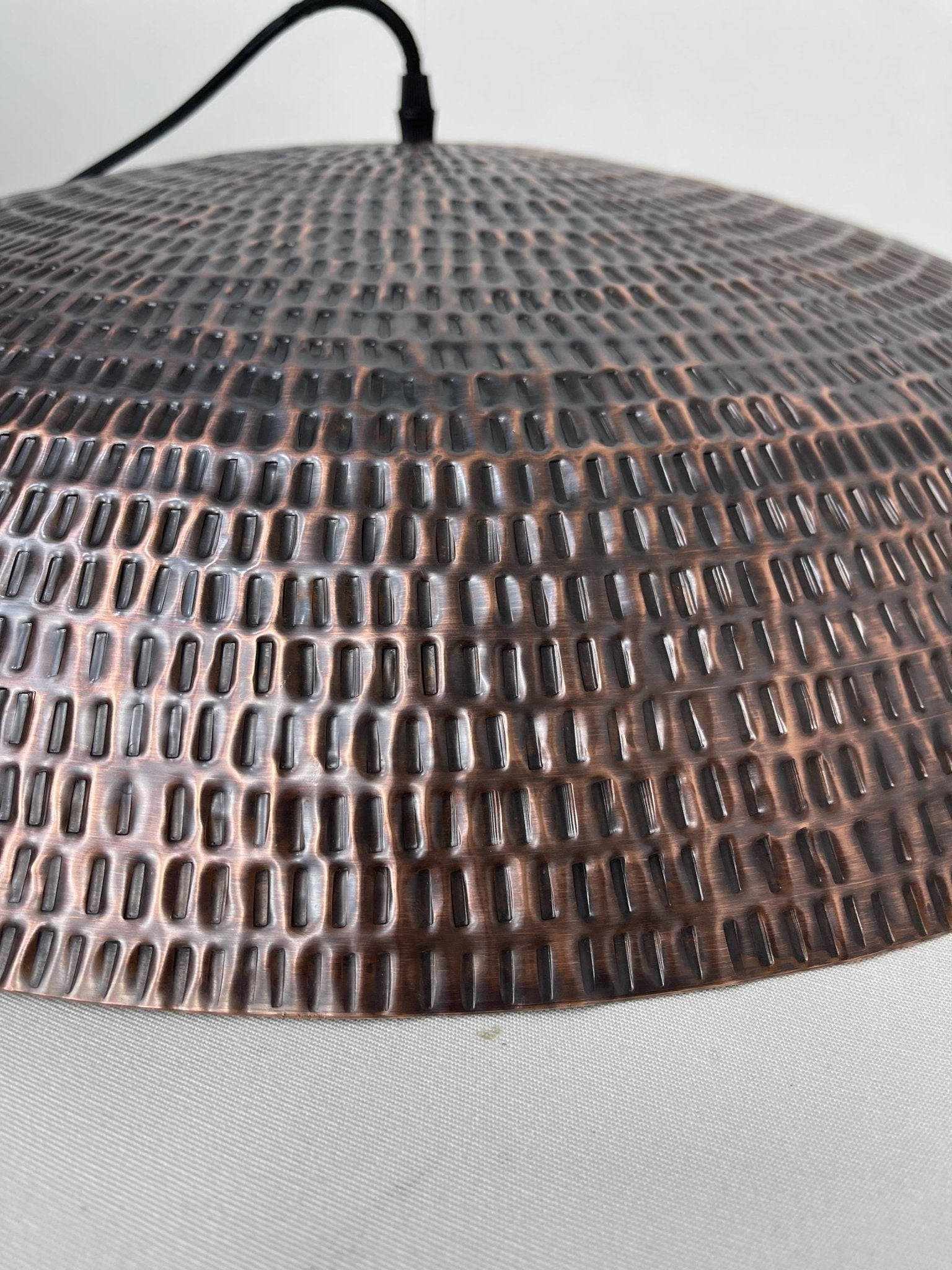 Handmade Hammered Copper Pendant Light - Large Dome Farmhouse Lamp - Mettlemix