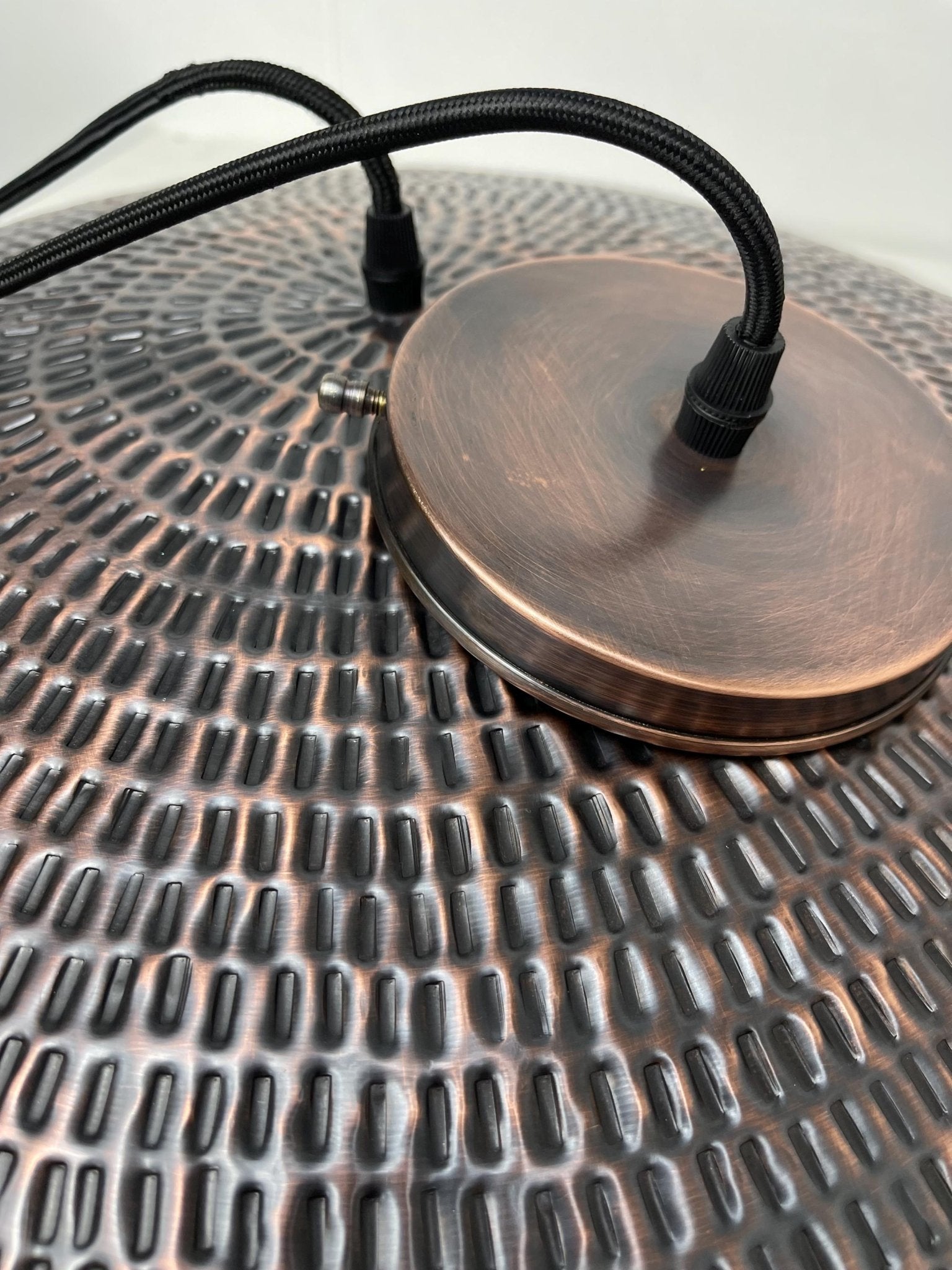 Handmade Hammered Copper Pendant Light - Large Dome Farmhouse Lamp - Mettlemix