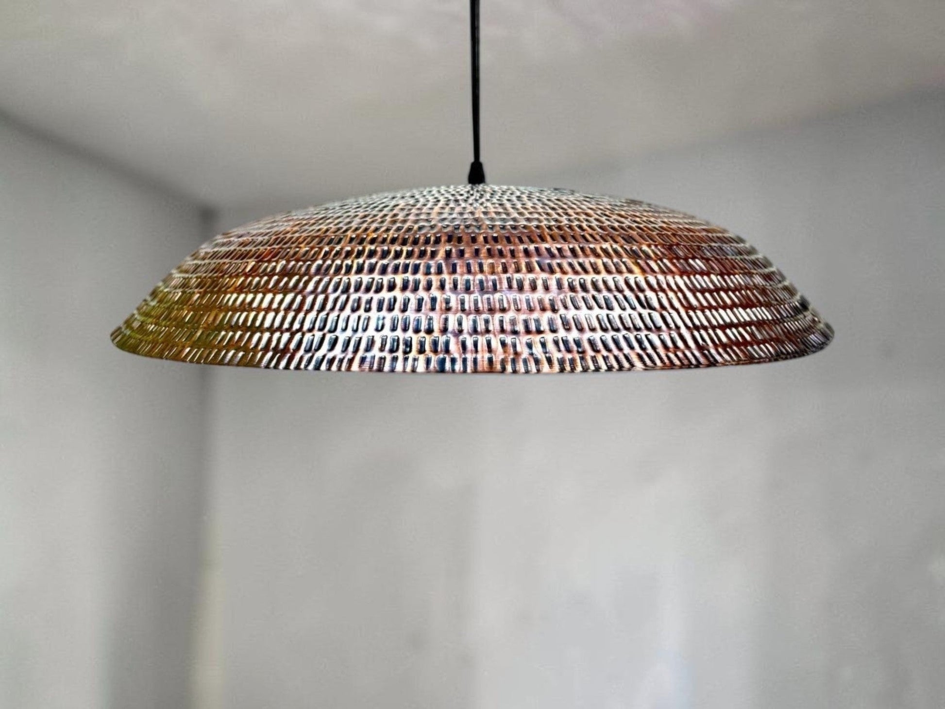 Handmade Hammered Copper Pendant Light - Large Dome Farmhouse Lamp - Mettlemix