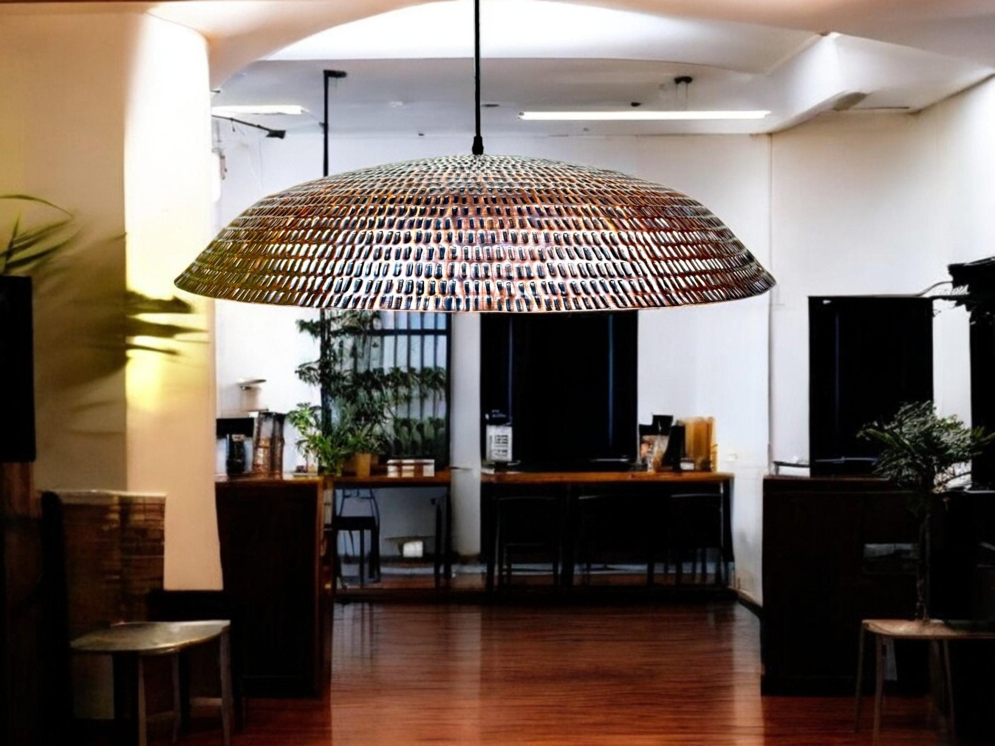 Handmade Hammered Copper Pendant Light - Large Dome Farmhouse Lamp - Mettlemix