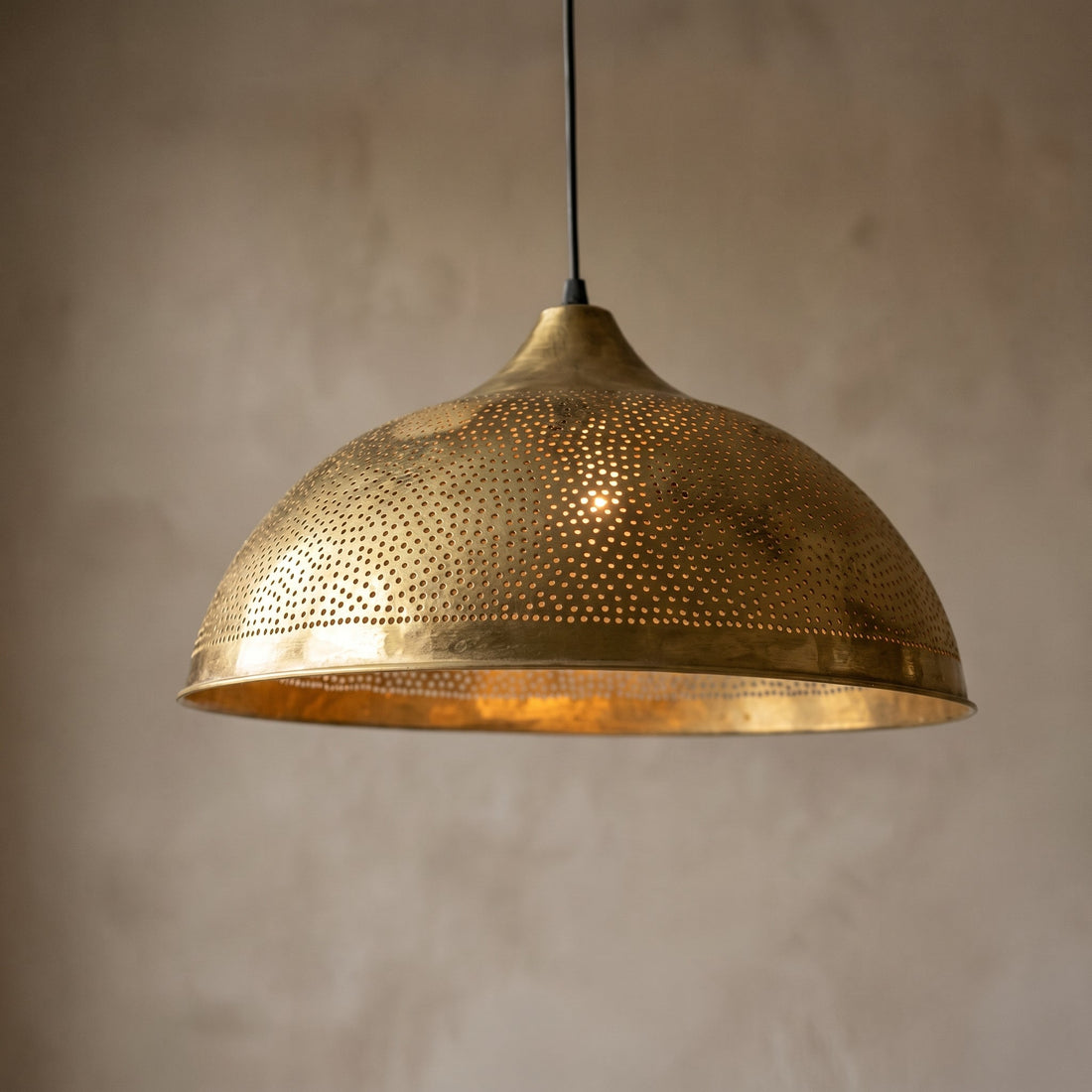 Handmade Moroccan Brass Pendant Light - Perforated Dome Ceiling Lamp - Mettlemix