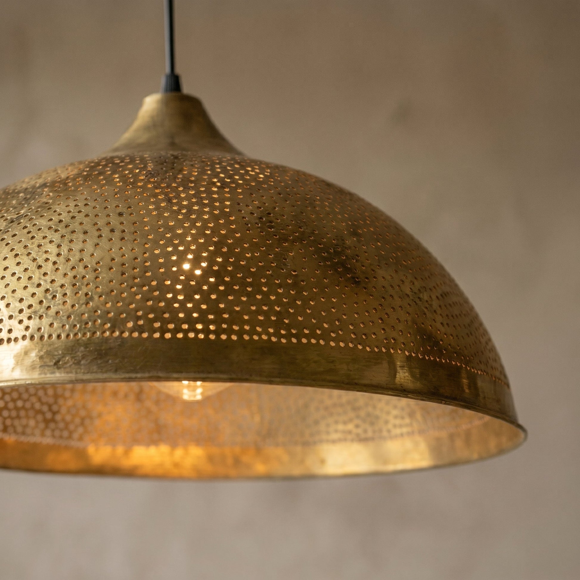 Handmade Moroccan Brass Pendant Light - Perforated Dome Ceiling Lamp - Mettlemix