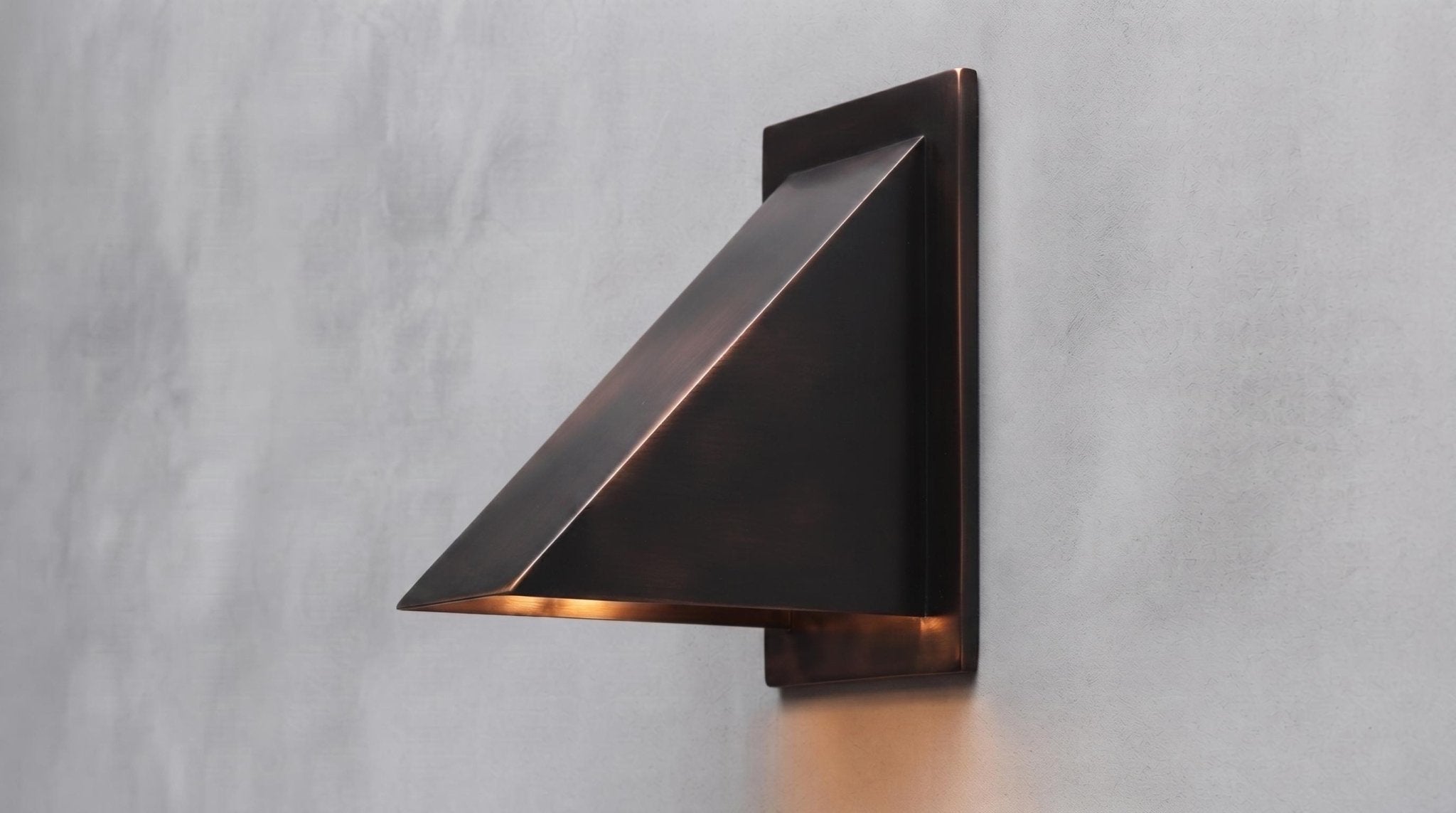 Handmade Oil Rubbed Bronze Wall Sconce, Dark Copper Wedge Wall Light, Modern Indoor Outdoor Sconce, Entryway Porch Hallway Wall Lamp - Mettlemix
