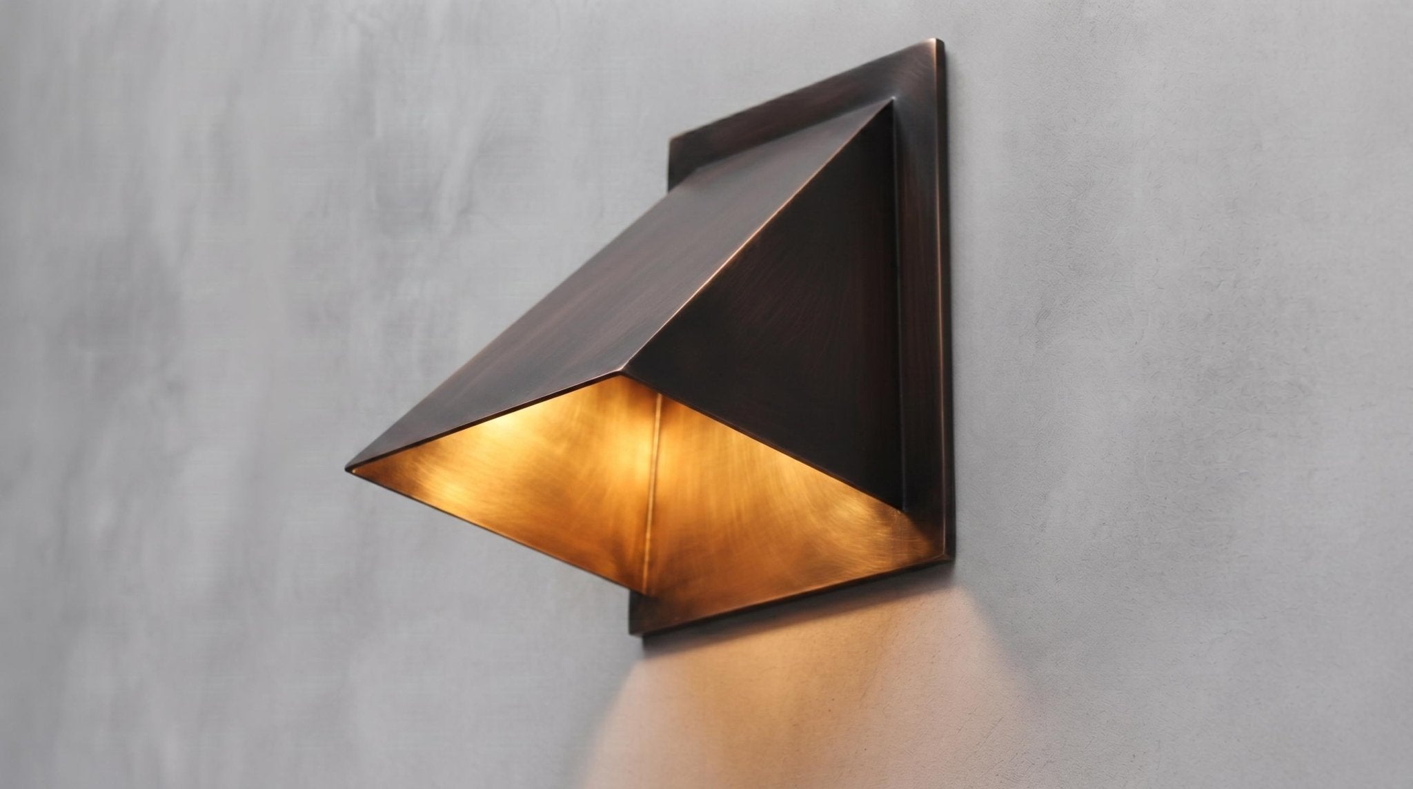 Handmade Oil Rubbed Bronze Wall Sconce, Dark Copper Wedge Wall Light, Modern Indoor Outdoor Sconce, Entryway Porch Hallway Wall Lamp - Mettlemix