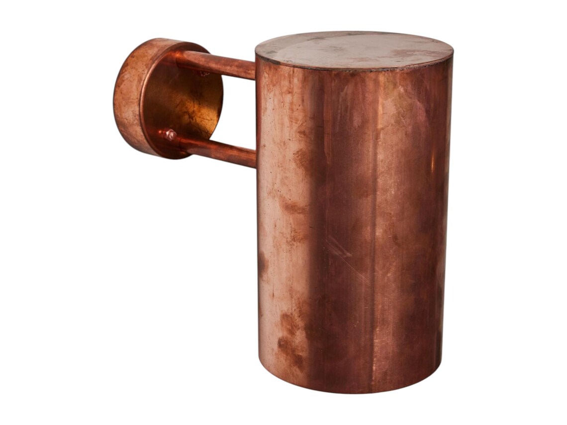 Raw copper outdoor sconce - minimalist architectural lighting - handcrafted cylindrical copper indoor outdoor light fixture