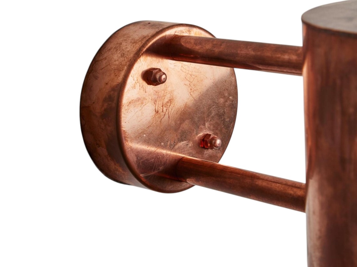 Raw copper outdoor sconce - minimalist architectural lighting - handcrafted cylindrical copper indoor outdoor light fixture