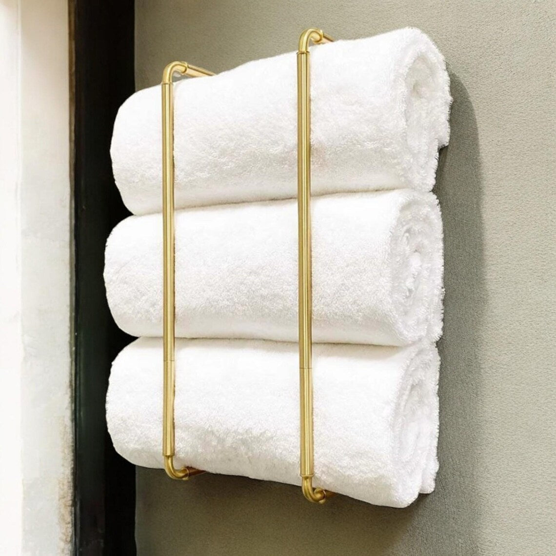 Wall mounted brass bathroom towel rack - space-saving storage solution for modern bathrooms - bathroom Decor - towel Storage - towel Rack