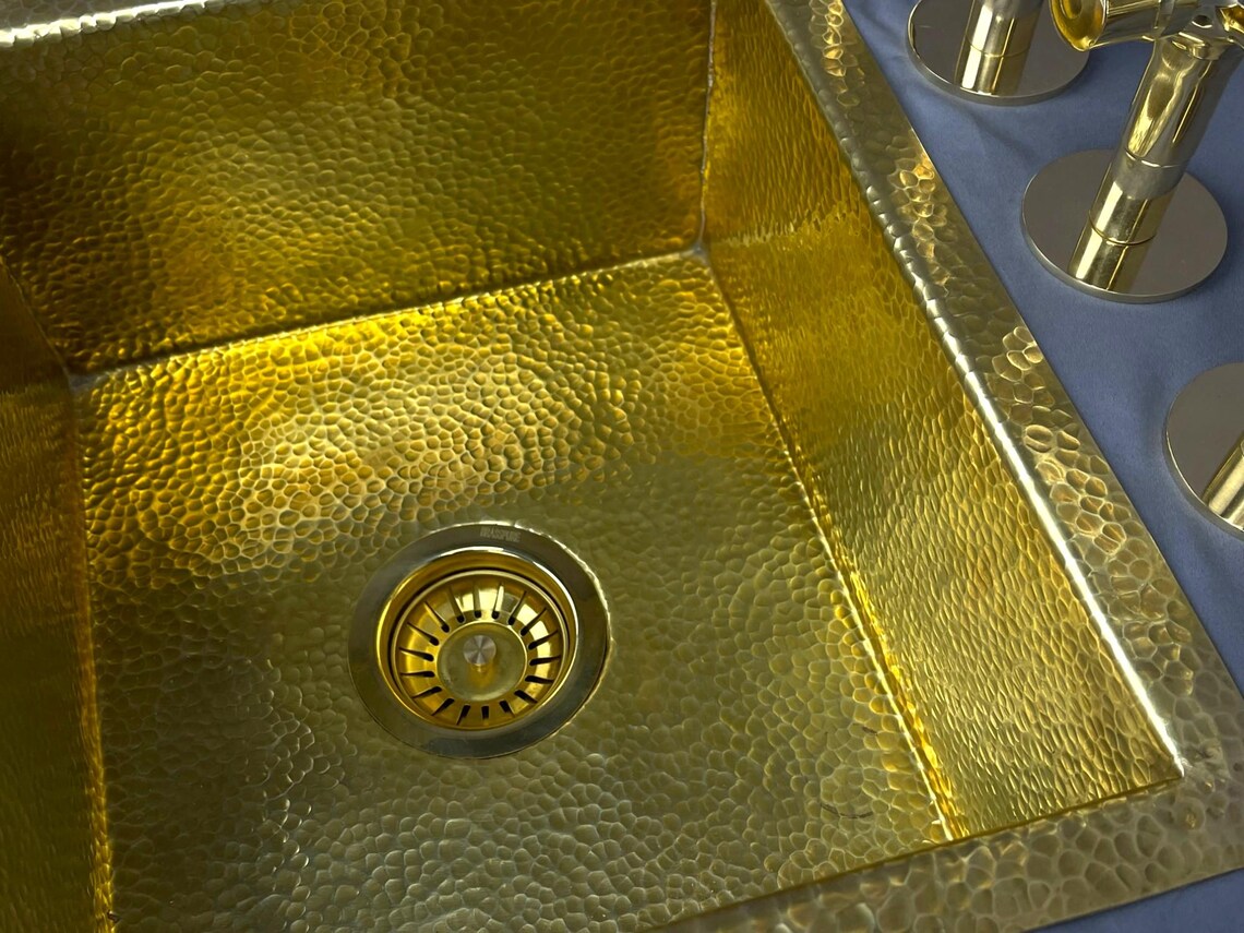 Luxury unlacquered brass 3-hole bridge kitchen faucet with side sprayer and air gap – 8" spread solid brass vintage kitchen faucet