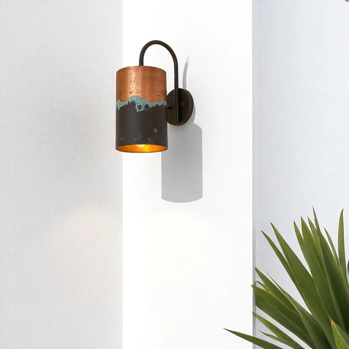 Handmade Copper Wall Sconce: Patina Finish, Indoor/Outdoor Light