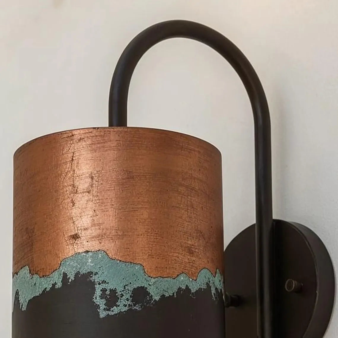 Handmade Copper Wall Sconce: Patina Finish, Indoor/Outdoor Light