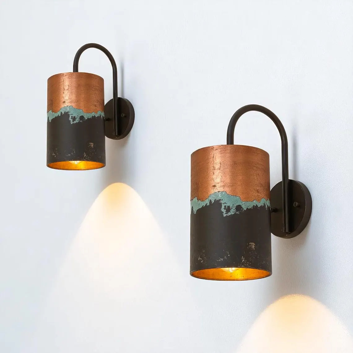 Handmade Copper Wall Sconce: Patina Finish, Indoor/Outdoor Light