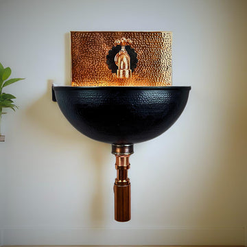 Handmade Black Hammered Copper Wall Mount Sink: Moroccan Bathroom Basin