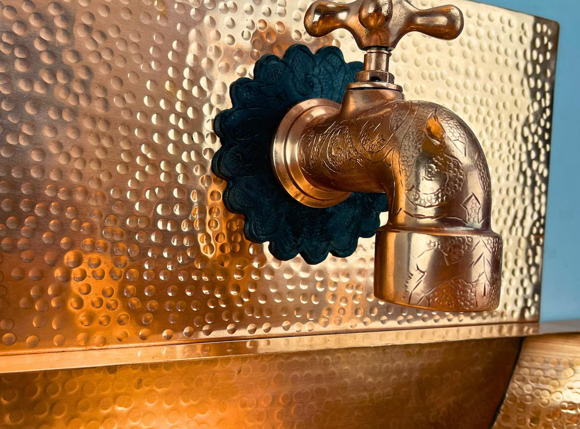 Handmade Black Hammered Copper Wall Mount Sink: Moroccan Bathroom Basin
