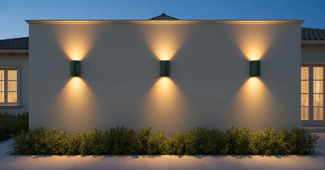 Oxidized copper outdoor wall sconce with green patina - modern scandinavian porch light - Farmhouse exterior light fixture