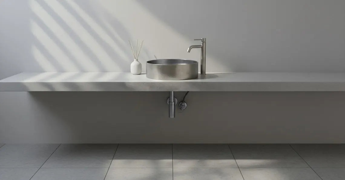 Hand-Hammered Stainless Steel Vessel Sink - Modern Industrial Bathroom Basin