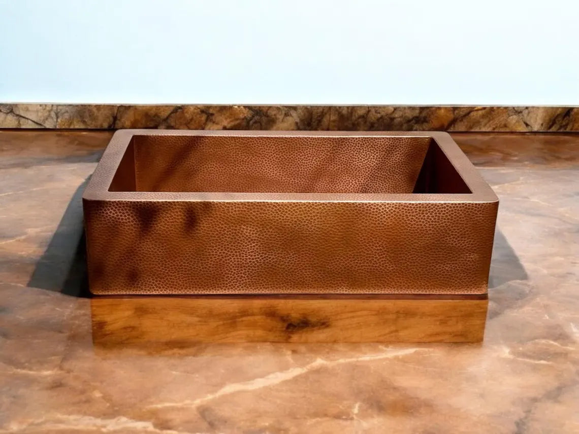 Copper kitchen sink - handcrafted copper farmhouse sink - hammered copper apron front kitchen sink - copper farmhouse kitchen sink