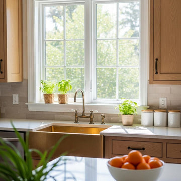 Brass kitchen sink - handcrafted brass farmhouse sink - brass apron front kitchen sink - golden brass farmhouse decor