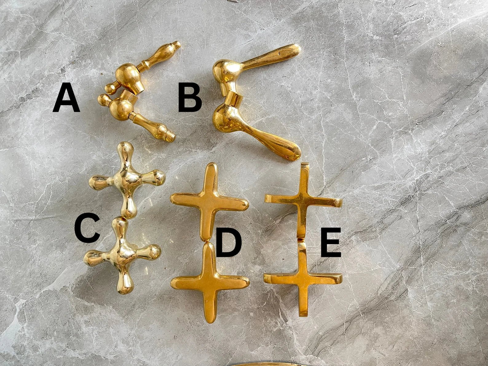 Unlacquered Brass Wall Mounted Bathroom Faucet - Resin & Bone Cross Handle Tap