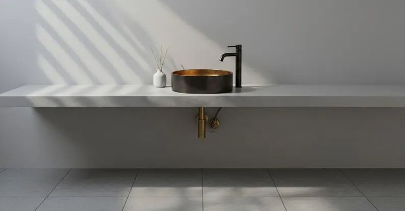 Black Patina Hammered Copper Vessel Sink with Faucet - Handcrafted Dark Bronze Vanity Basin - Luxury Modern Farmhouse Washbasin
