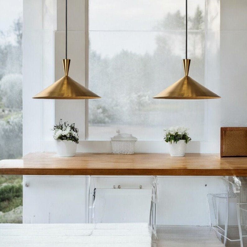 Hand-Hammered Brass Dome Pendant Light - Kitchen Island Fixture