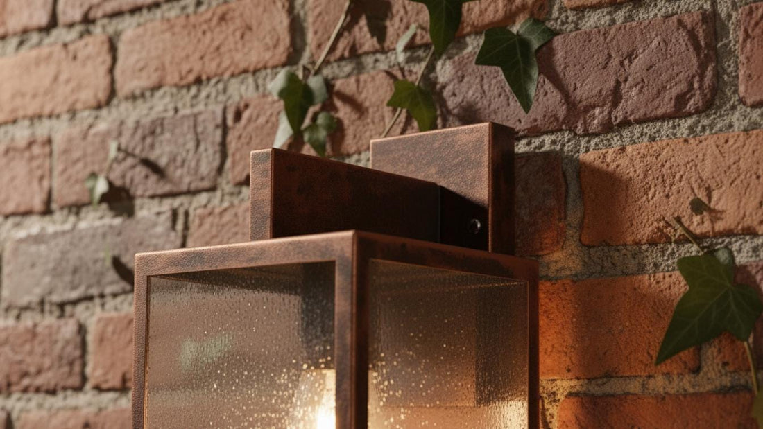 Antique Copper Box Lantern - Rustic Outdoor Wall Sconce