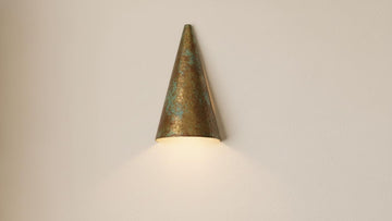 Handmade Brass Conical Sconce - Rustic Artisan Mediterranean Wall Light