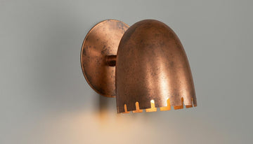 Antique Copper Wall Sconce - Mid-Century Cut Dome Shade