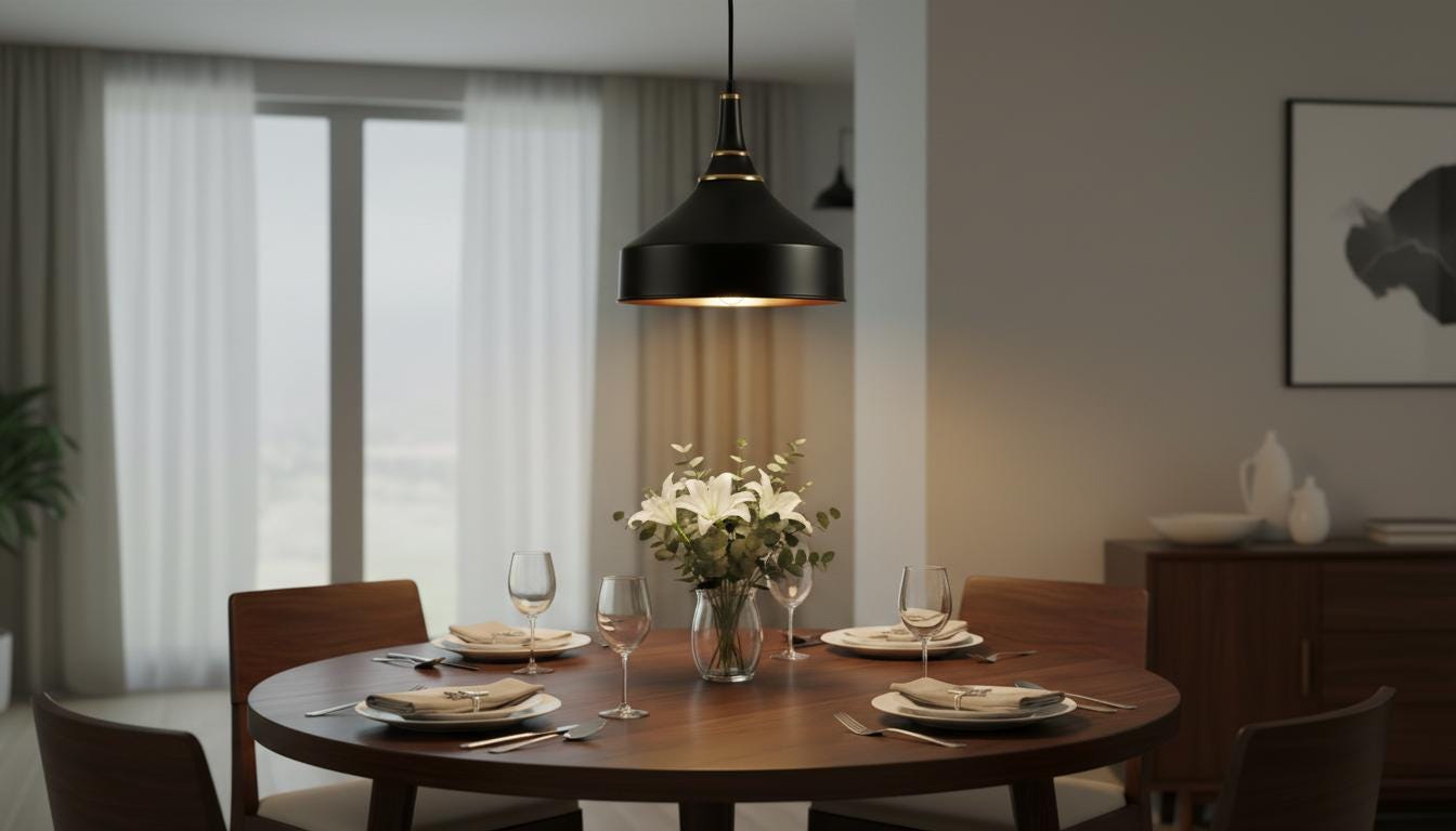 Matte Black & Brass Dome Pendant Light - Mid Century Ceiling Lamp - Mettlemix