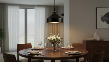 Matte Black & Brass Dome Pendant Light - Mid Century Ceiling Lamp - Mettlemix