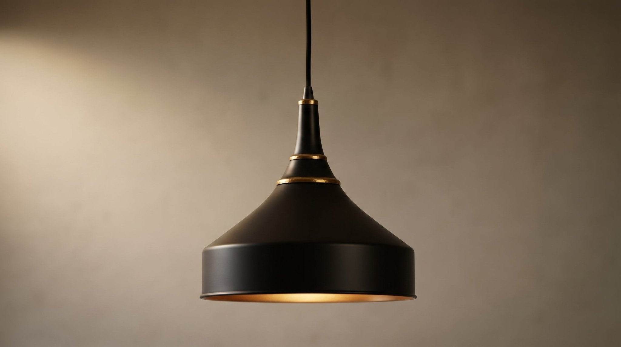 Matte Black & Brass Dome Pendant Light - Mid Century Ceiling Lamp - Mettlemix