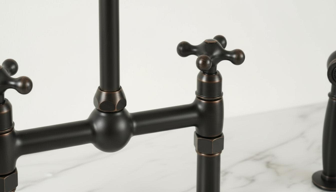 Matte Black Bridge Kitchen Faucet - Solid Brass Farmhouse Fixture - Mettlemix
