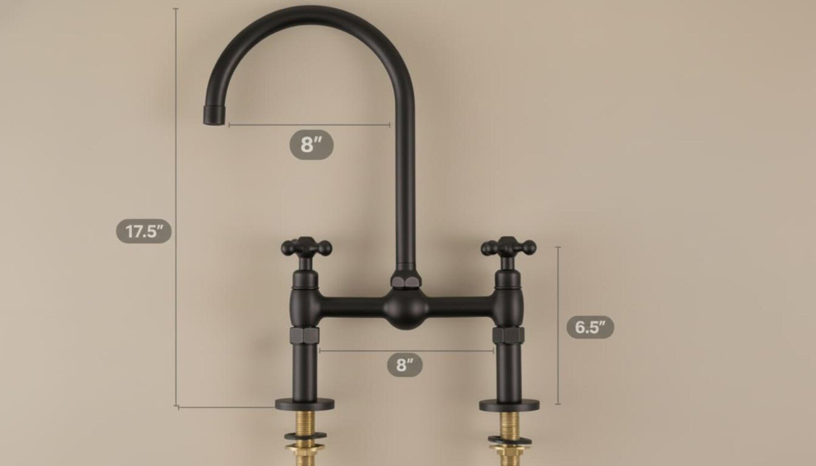 Matte Black Bridge Kitchen Faucet - Solid Brass Farmhouse Fixture - Mettlemix