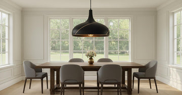 Modern Black Pendant Light: Copper Spiral Detail, Adjustable Height - Mettlemix