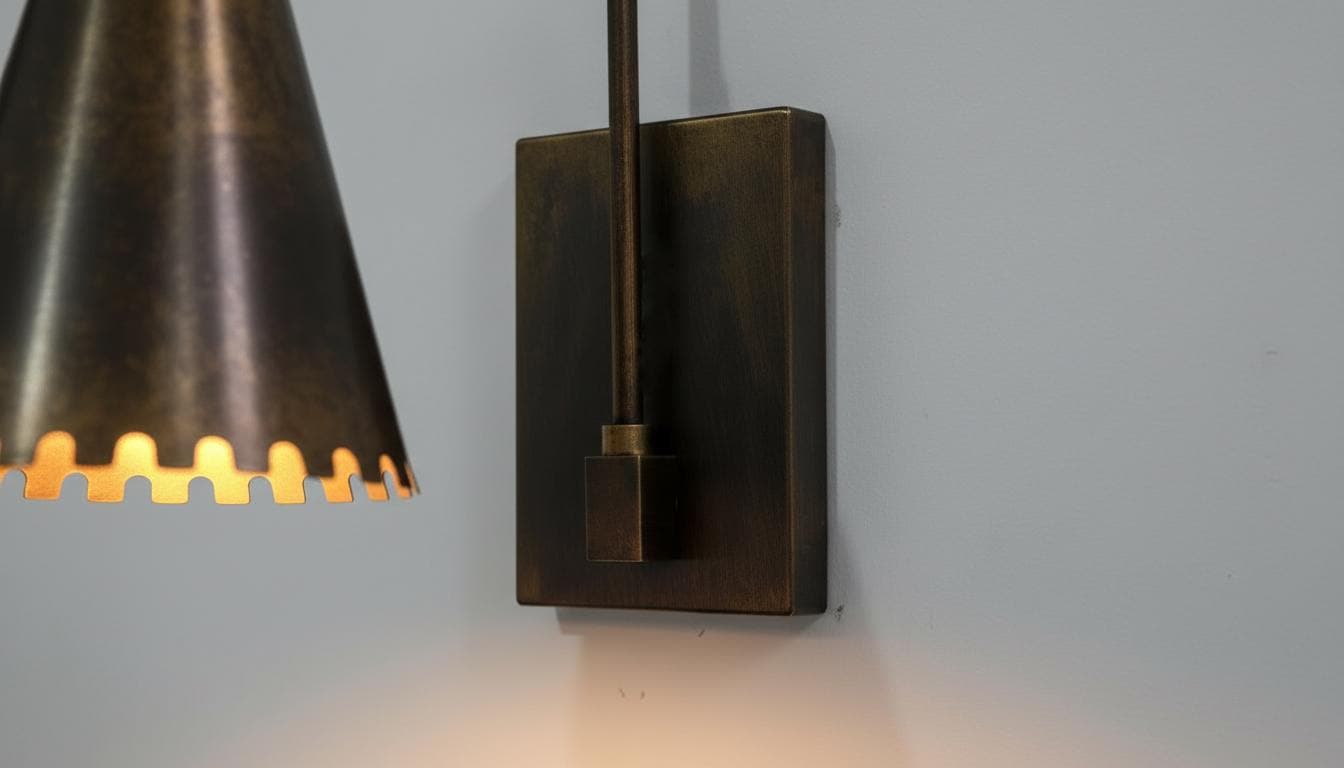 Modern Rustic Brass Wall Lamp - Industrial Black Patina Sconce - Mettlemix