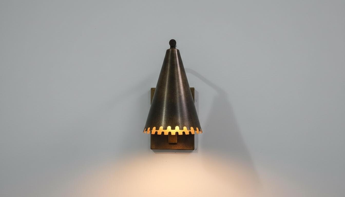 Modern Rustic Brass Wall Lamp - Industrial Black Patina Sconce - Mettlemix