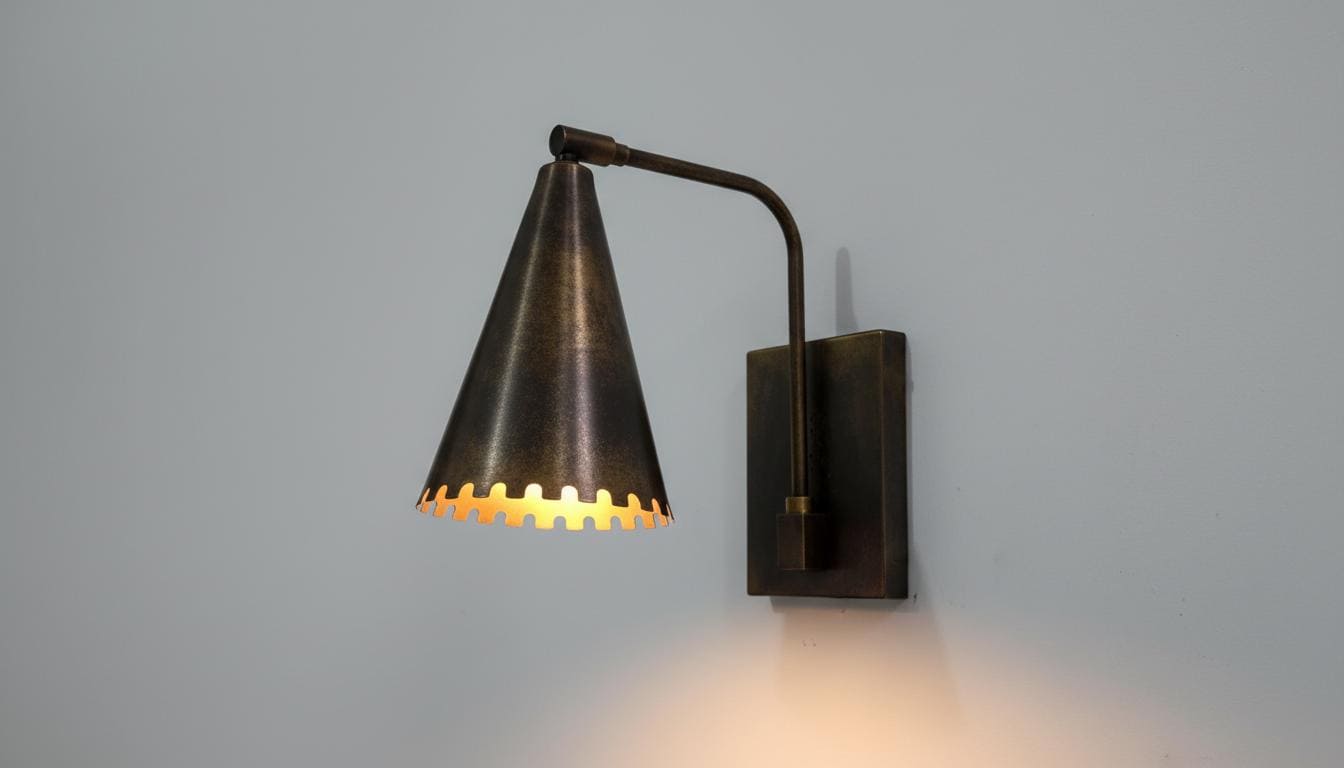 Modern Rustic Brass Wall Lamp - Industrial Black Patina Sconce - Mettlemix