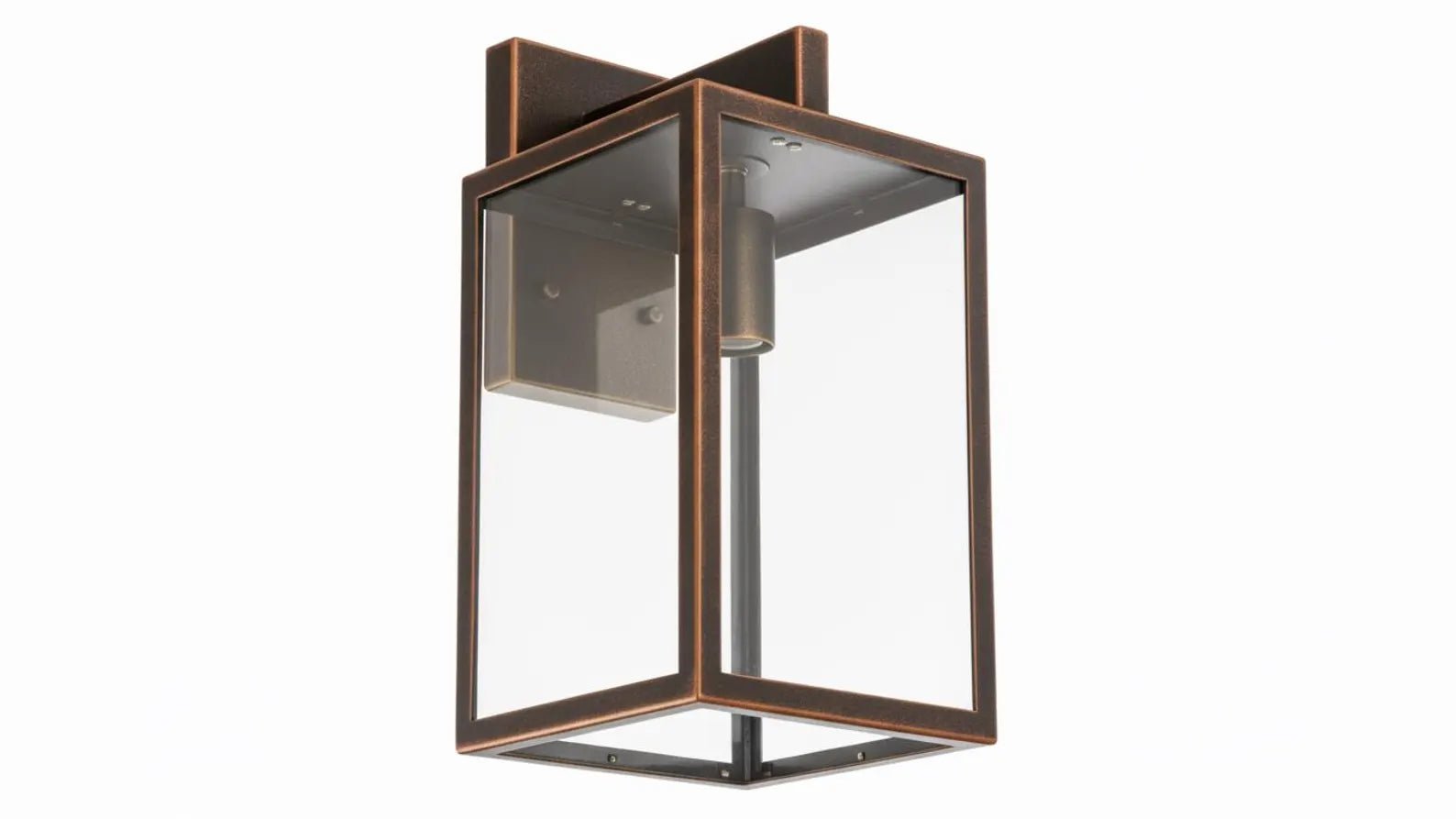 Oil Rubbed Copper Box Lantern - Dark Bronze Outdoor Wall Sconce - Mettlemix