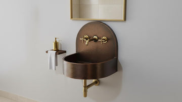 Oil Rubbed Hammered Copper Sink - Dark Bronze Wall Mount Basin - Mettlemix
