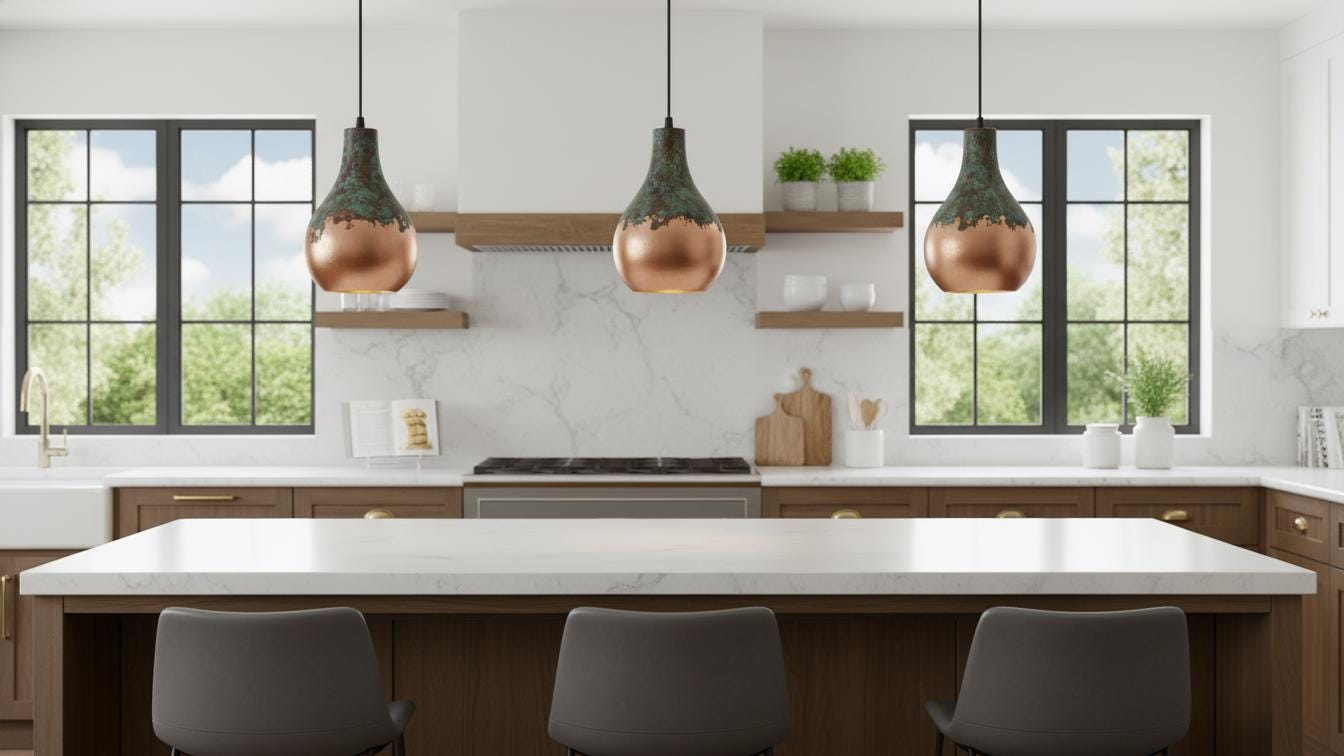 Oxidized Antique Copper Pendant Light - Teardrop Ceiling Lamp - Mettlemix