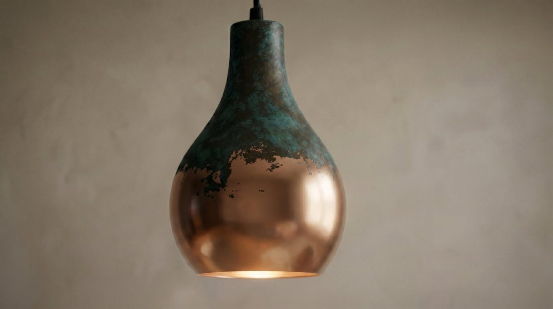 Oxidized Antique Copper Pendant Light - Teardrop Ceiling Lamp - Mettlemix