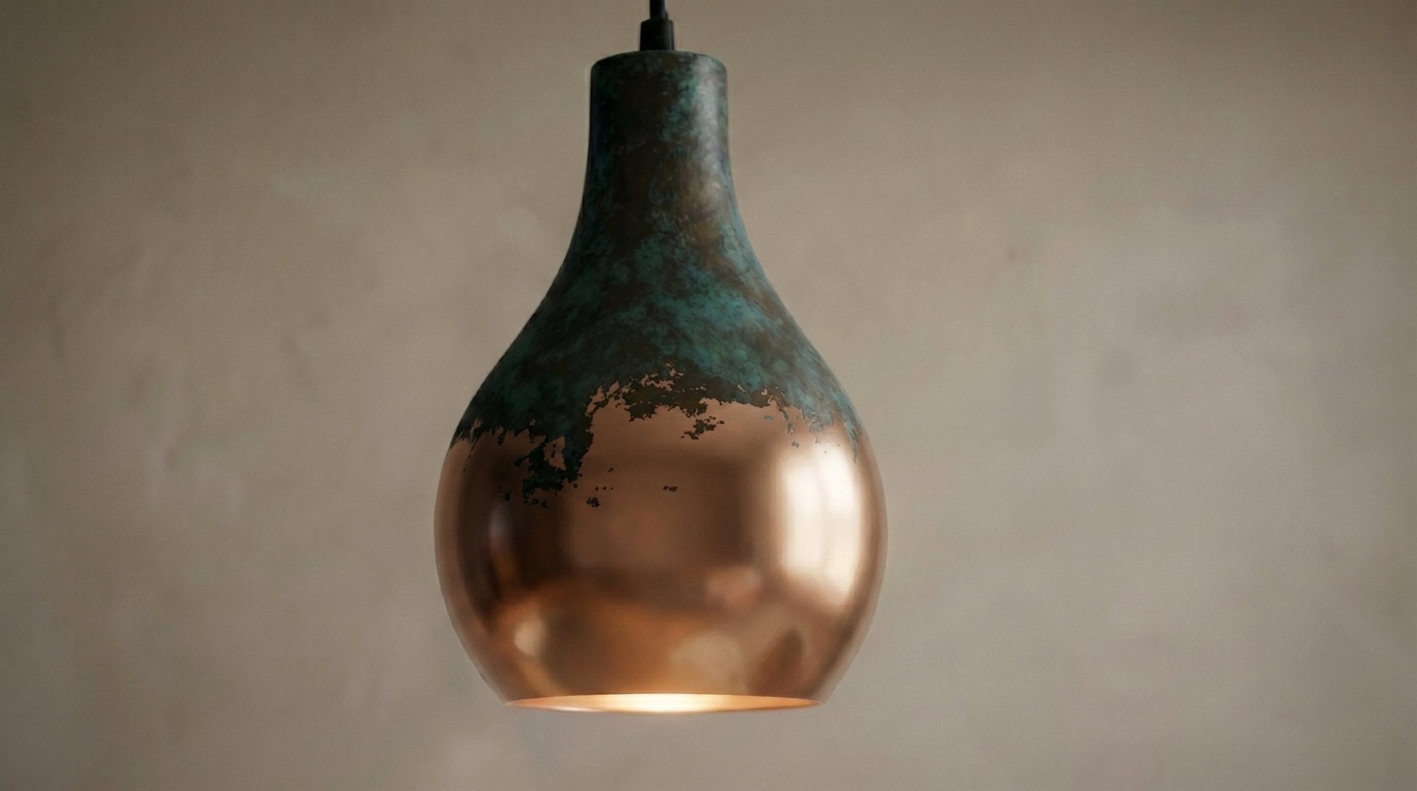 Oxidized Antique Copper Pendant Light - Teardrop Ceiling Lamp - Mettlemix